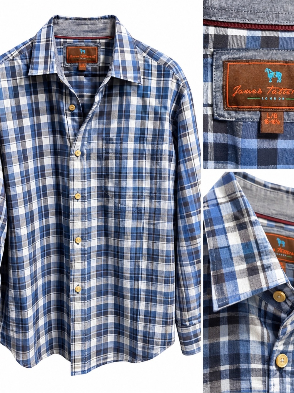Blue Plaid Casual Button-Down Shirt
